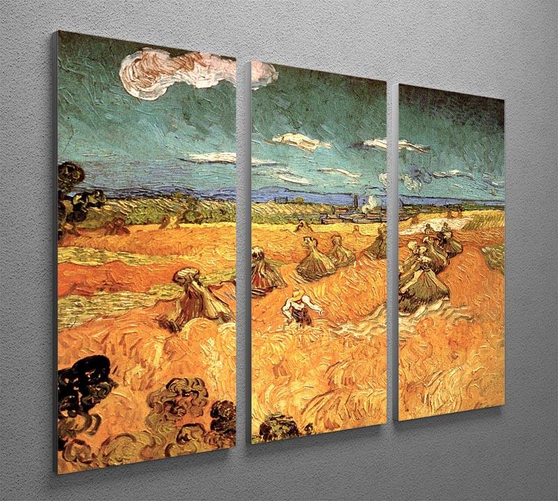 Wheat Stacks with Reaper by Van Gogh 3 Split Panel Canvas Print - Canvas Art Rocks - 4