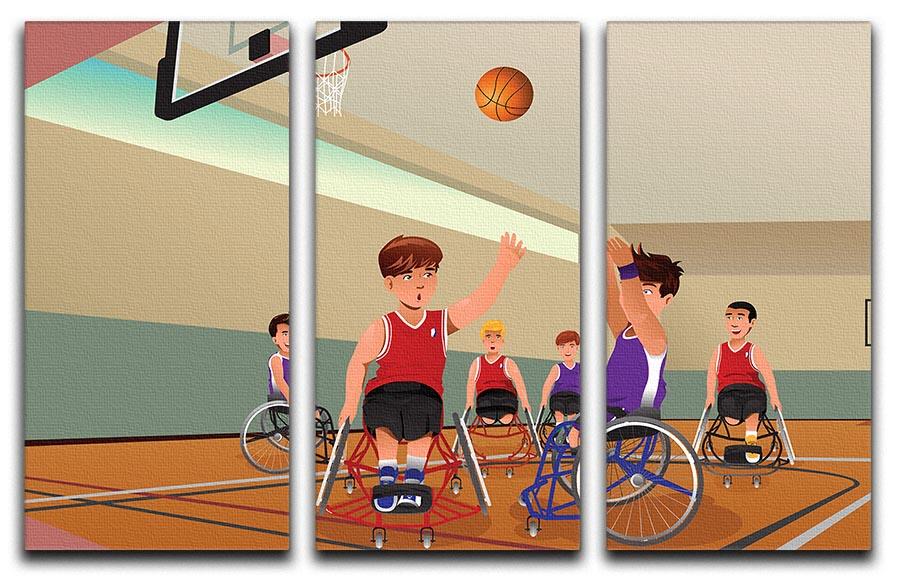 Wheelchairs playing basketball 3 Split Panel Canvas Print - Canvas Art Rocks - 1