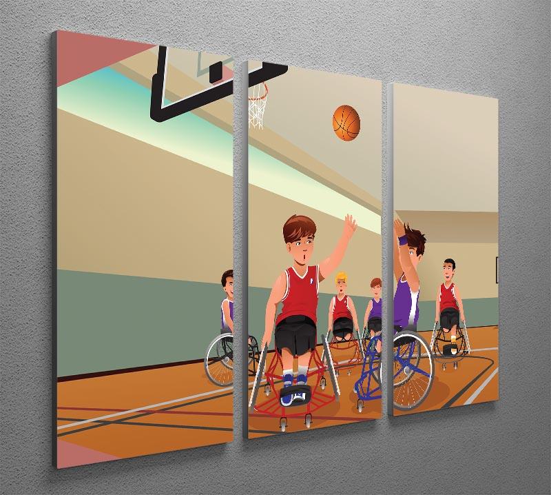 Wheelchairs playing basketball 3 Split Panel Canvas Print - Canvas Art Rocks - 2