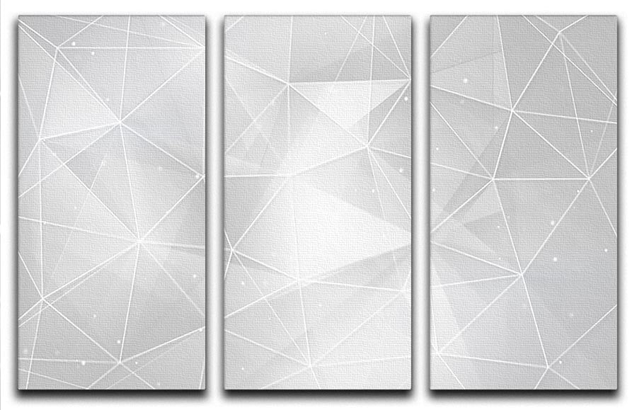 White Geometric Triangles 3 Split Panel Canvas Print - Canvas Art Rocks - 1