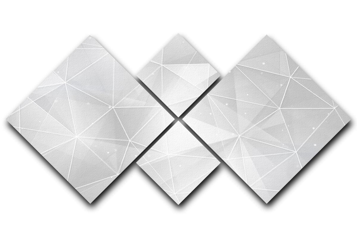 White Geometric Triangles 4 Square Multi Panel Canvas - Canvas Art Rocks - 1