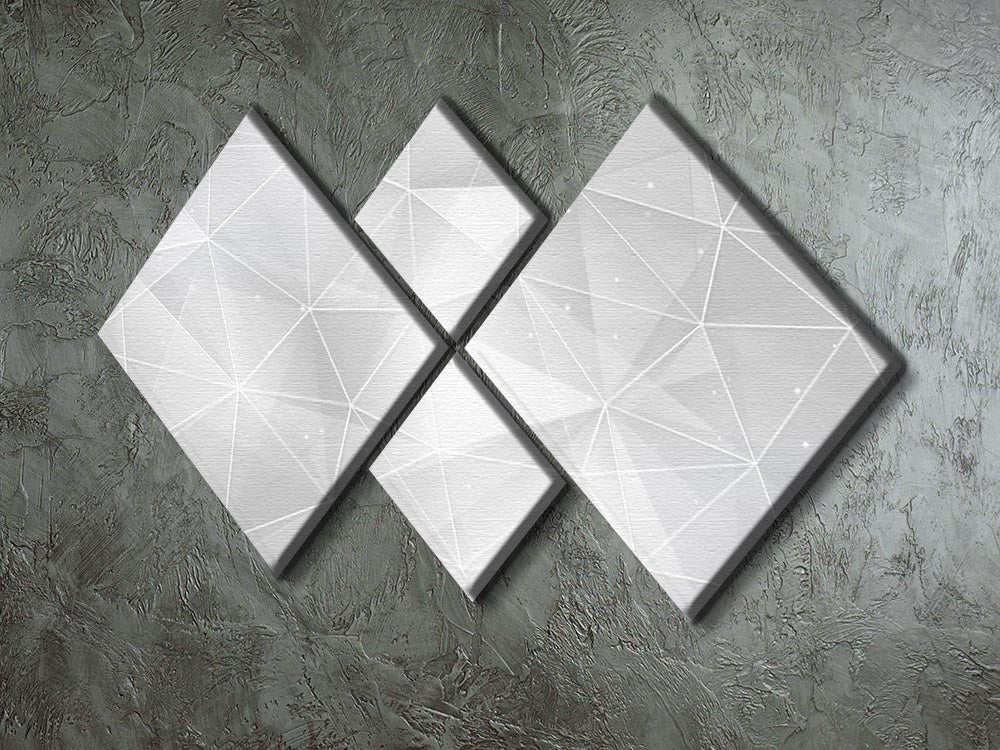 White Geometric Triangles 4 Square Multi Panel Canvas - Canvas Art Rocks - 2