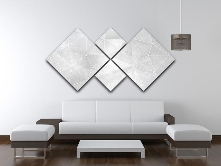 White Geometric Triangles 4 Square Multi Panel Canvas - Canvas Art Rocks - 3