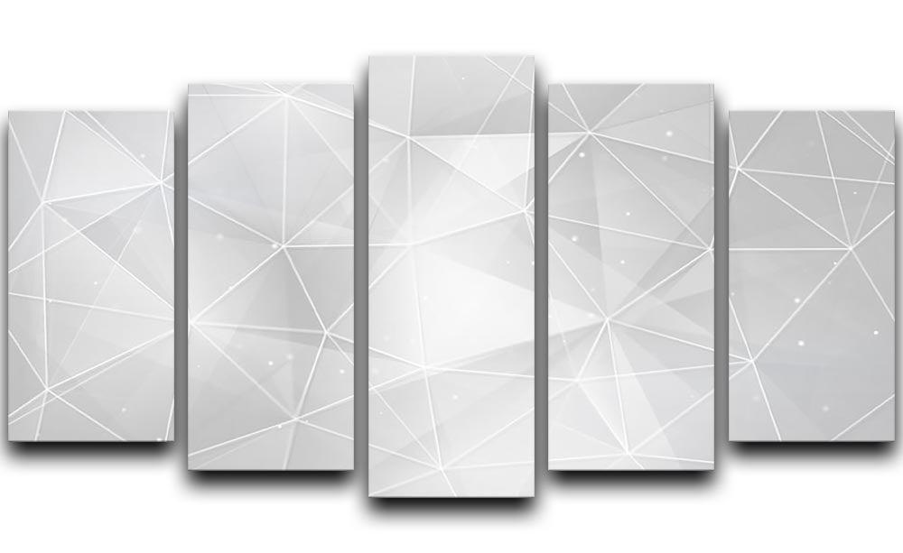 White Geometric Triangles 5 Split Panel Canvas - Canvas Art Rocks - 1