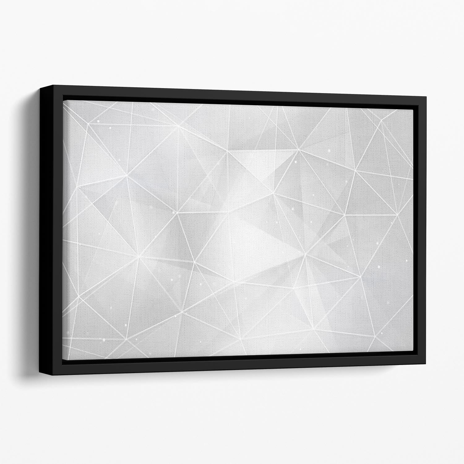 White Geometric Triangles Floating Framed Canvas - Canvas Art Rocks - 1