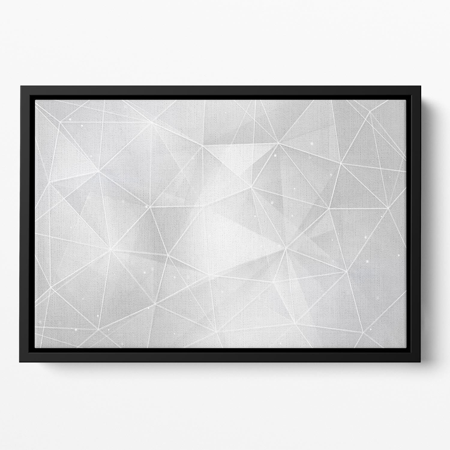 White Geometric Triangles Floating Framed Canvas - Canvas Art Rocks - 2