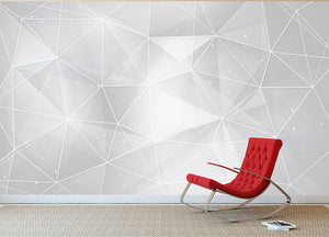 White Geometric Triangles Wall Mural Wallpaper - Canvas Art Rocks - 2