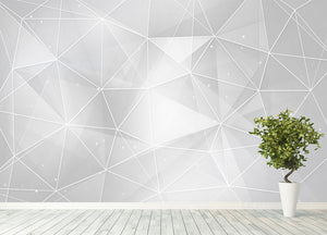 White Geometric Triangles Wall Mural Wallpaper - Canvas Art Rocks - 4