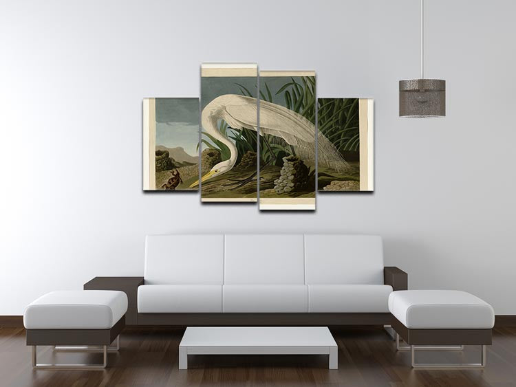 White Heron by Audubon 4 Split Panel Canvas - Canvas Art Rocks - 3
