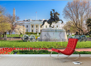 White House and Lafayette Square Wall Mural Wallpaper - Canvas Art Rocks - 2