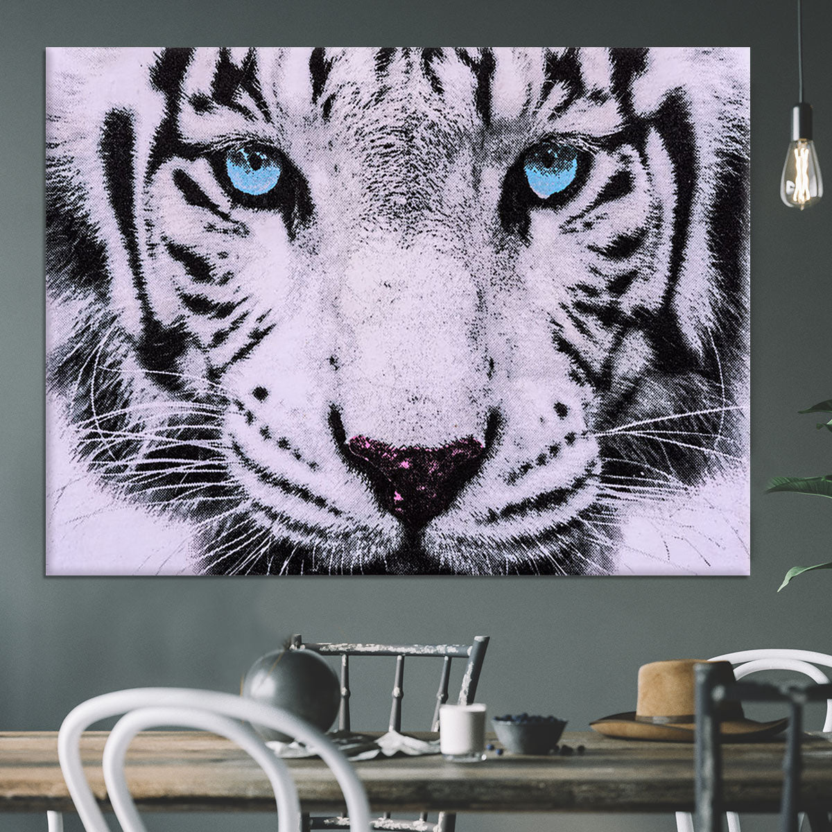 White Tiger Face Canvas Print or Poster - Canvas Art Rocks - 3