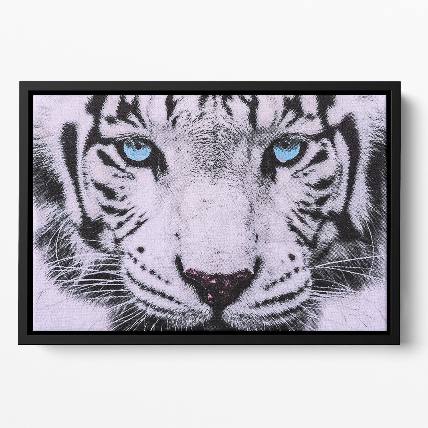 White Tiger Face Floating Framed Canvas - Canvas Art Rocks - 2