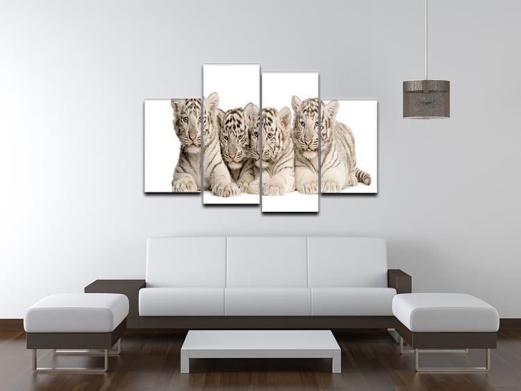 White Tiger cubs 2 months 4 Split Panel Canvas - Canvas Art Rocks - 3