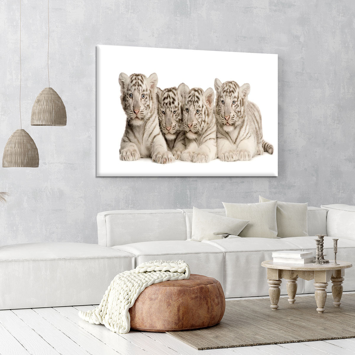 White Tiger cubs 2 months Canvas Print or Poster - Canvas Art Rocks - 6