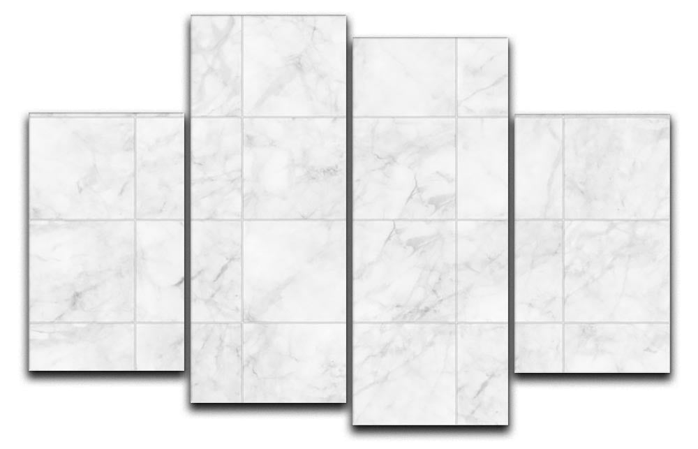 White Tiled Marble 4 Split Panel Canvas - Canvas Art Rocks - 1
