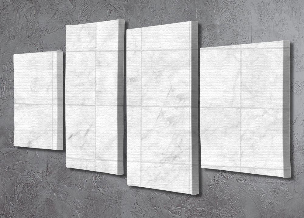 White Tiled Marble 4 Split Panel Canvas - Canvas Art Rocks - 2