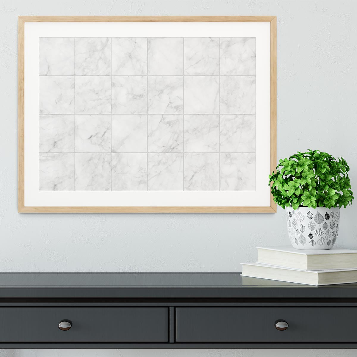 White Tiled Marble Framed Print - Canvas Art Rocks - 3