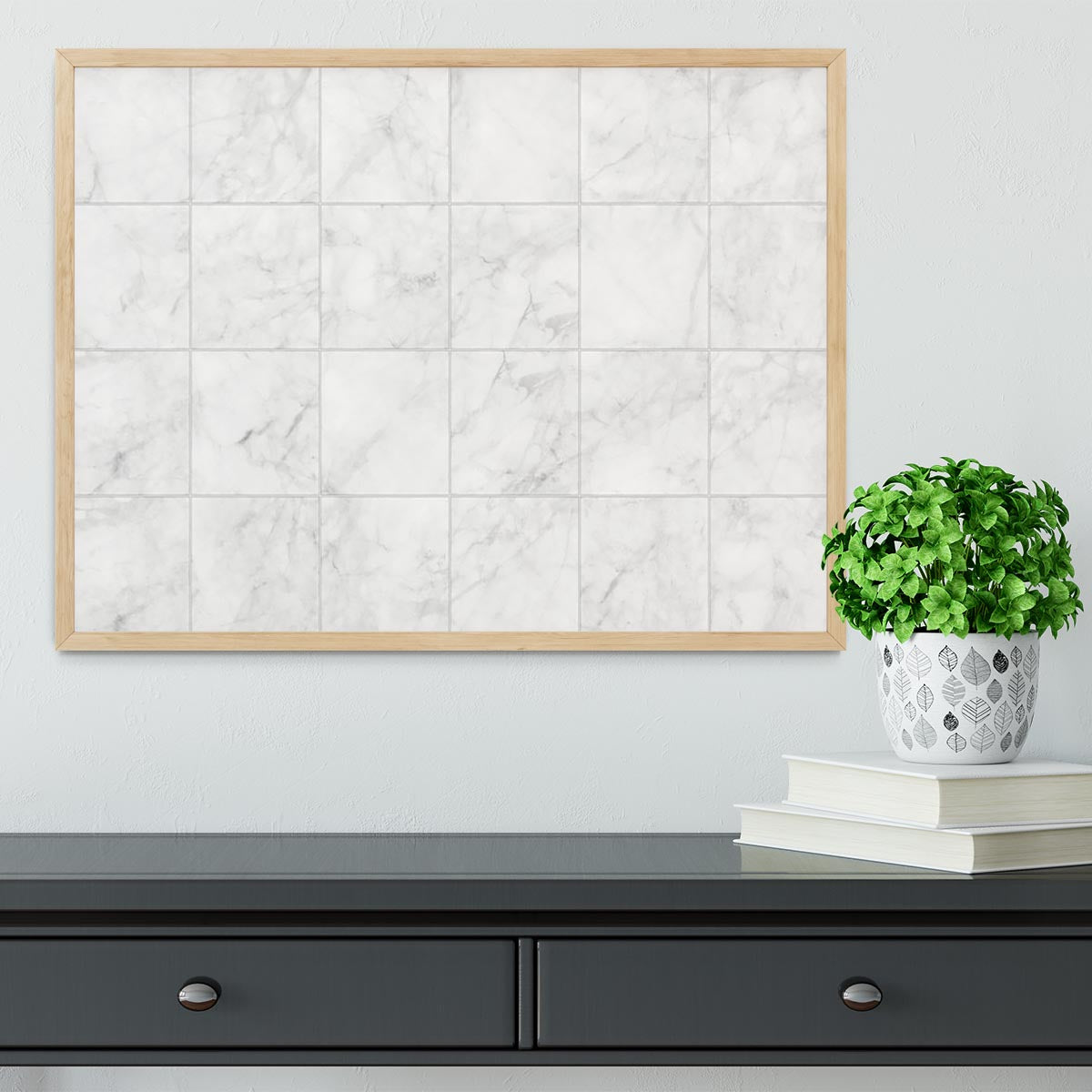 White Tiled Marble Framed Print - Canvas Art Rocks - 4
