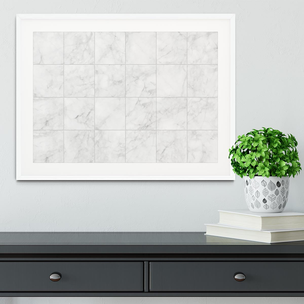 White Tiled Marble Framed Print - Canvas Art Rocks - 5