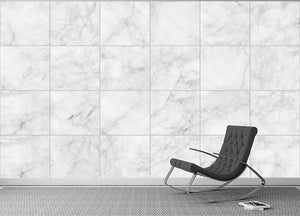 White Tiled Marble Wall Mural Wallpaper - Canvas Art Rocks - 2