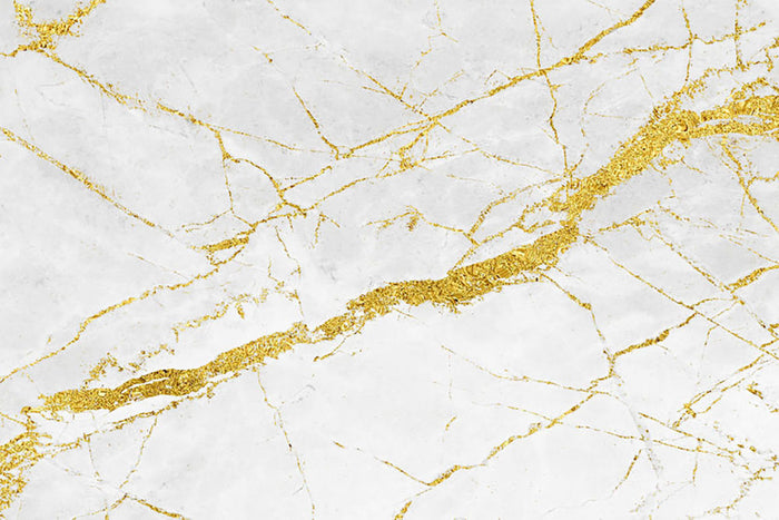 White and Gold Cracked Marble Wall Mural Wallpaper