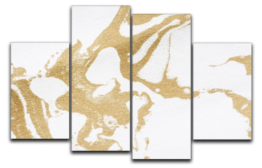 White and Gold Marble 4 Split Panel Canvas - Canvas Art Rocks - 1