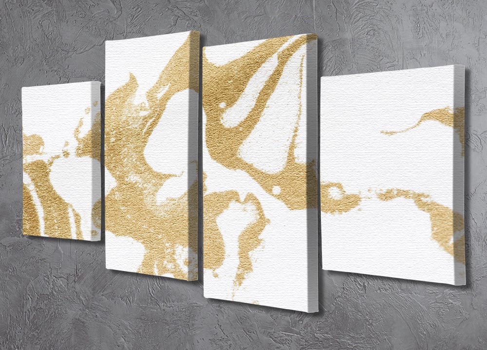 White and Gold Marble 4 Split Panel Canvas - Canvas Art Rocks - 2