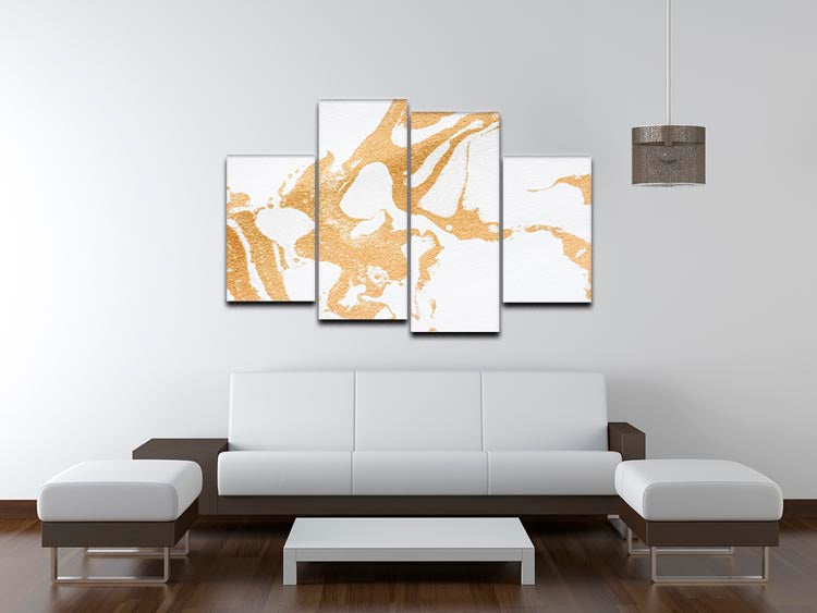 White and Gold Marble 4 Split Panel Canvas - Canvas Art Rocks - 3