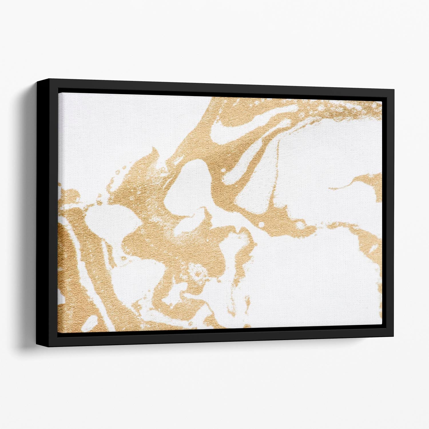 White and Gold Marble Floating Framed Canvas - Canvas Art Rocks - 1
