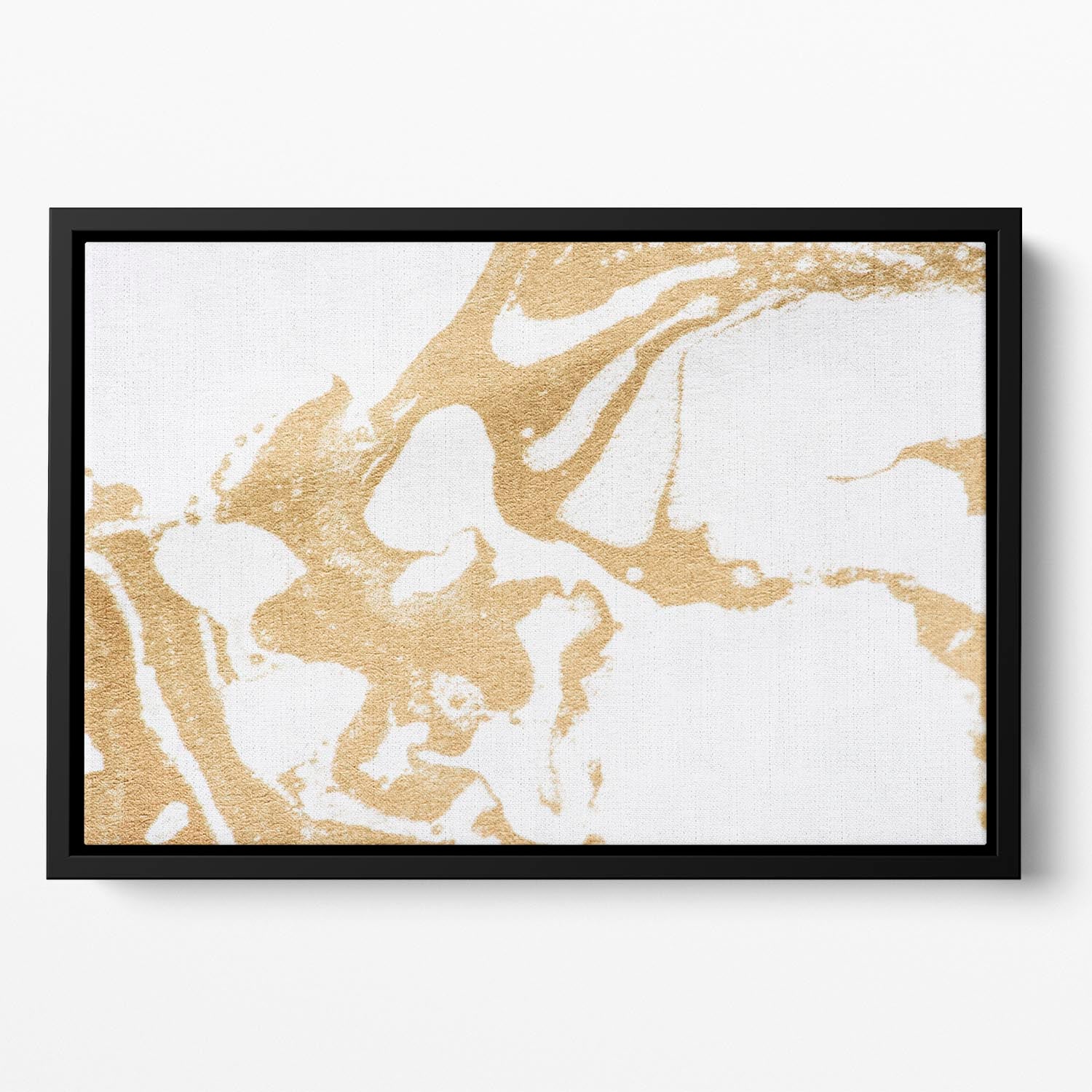White and Gold Marble Floating Framed Canvas - Canvas Art Rocks - 2