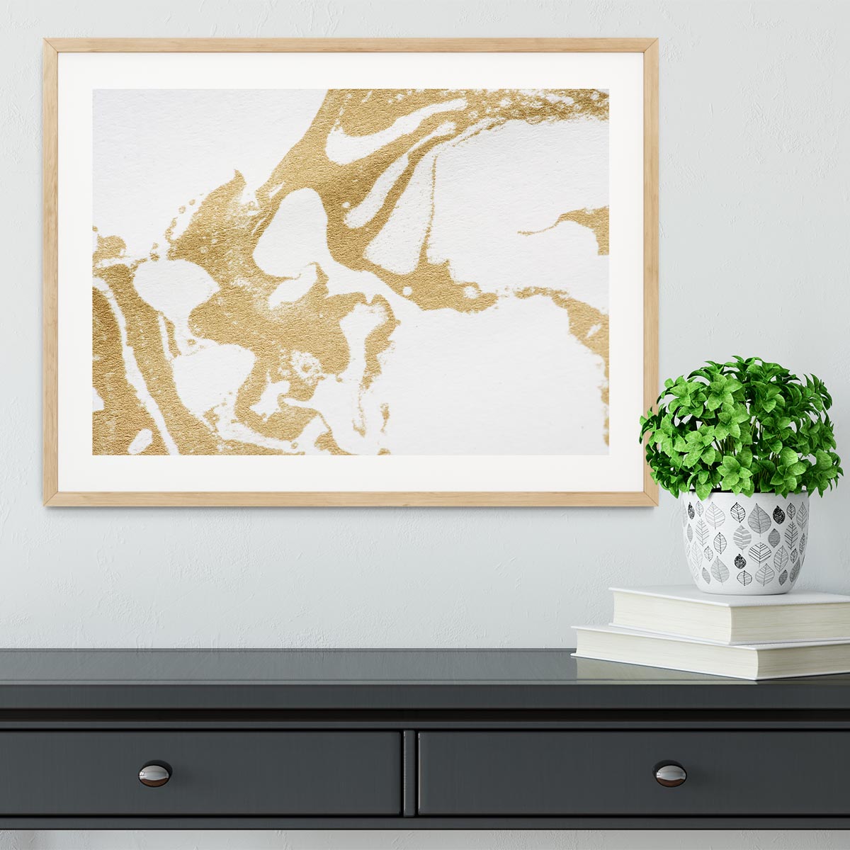 White and Gold Marble Framed Print - Canvas Art Rocks - 3