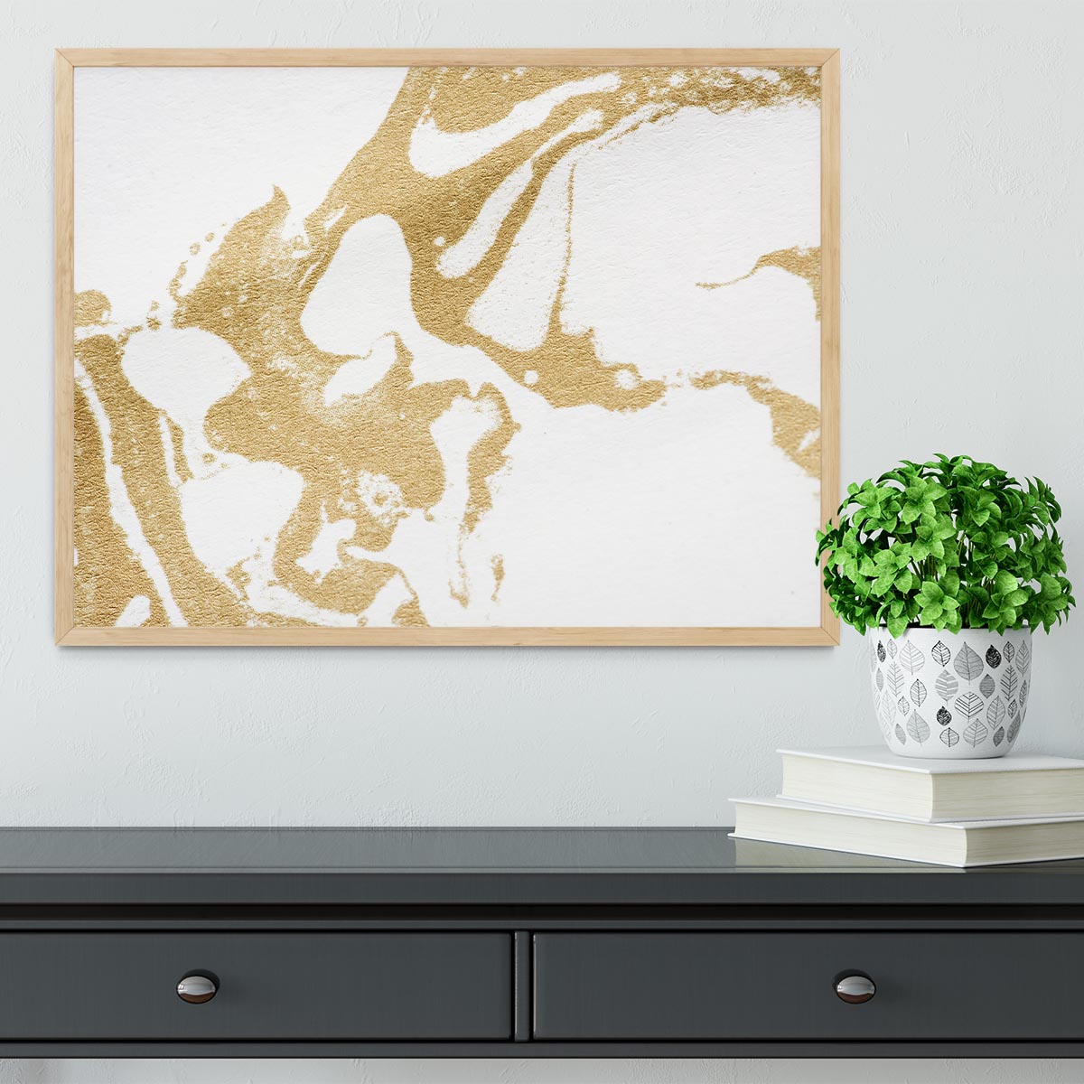 White and Gold Marble Framed Print - Canvas Art Rocks - 4