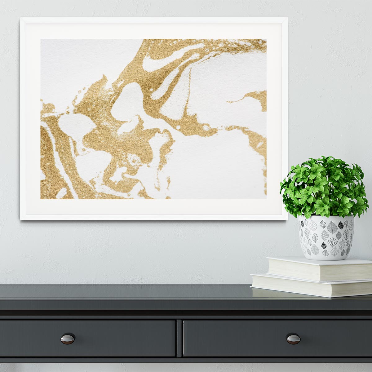 White and Gold Marble Framed Print - Canvas Art Rocks - 5