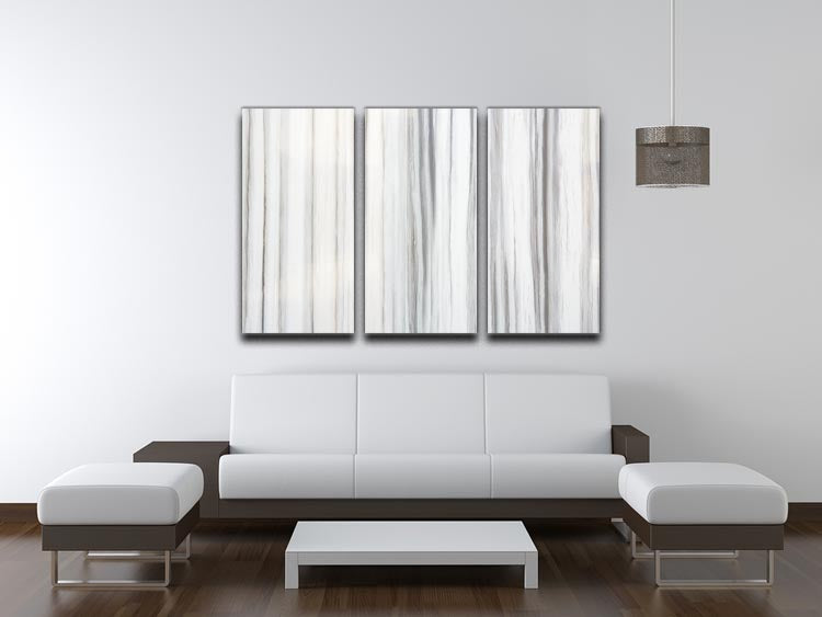 White and Grey Striped Marble 3 Split Panel Canvas Print - Canvas Art Rocks - 3
