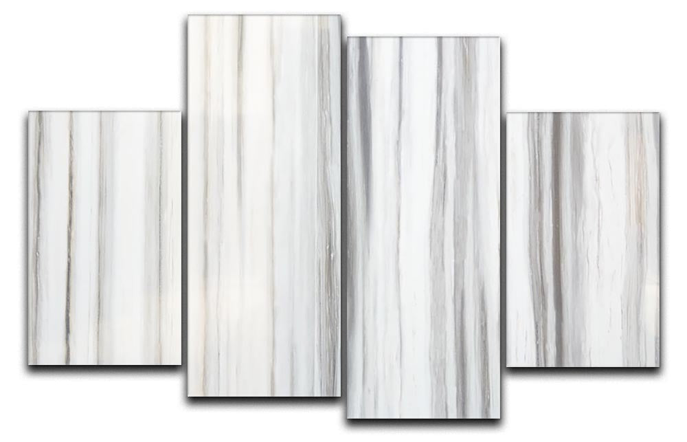 White and Grey Striped Marble 4 Split Panel Canvas - Canvas Art Rocks - 1