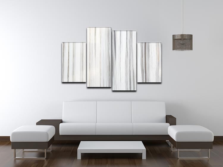 White and Grey Striped Marble 4 Split Panel Canvas - Canvas Art Rocks - 3
