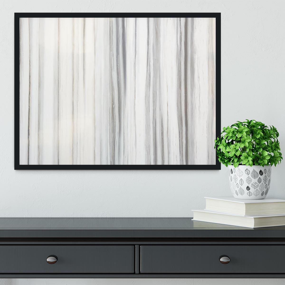 White and Grey Striped Marble Framed Print - Canvas Art Rocks - 2