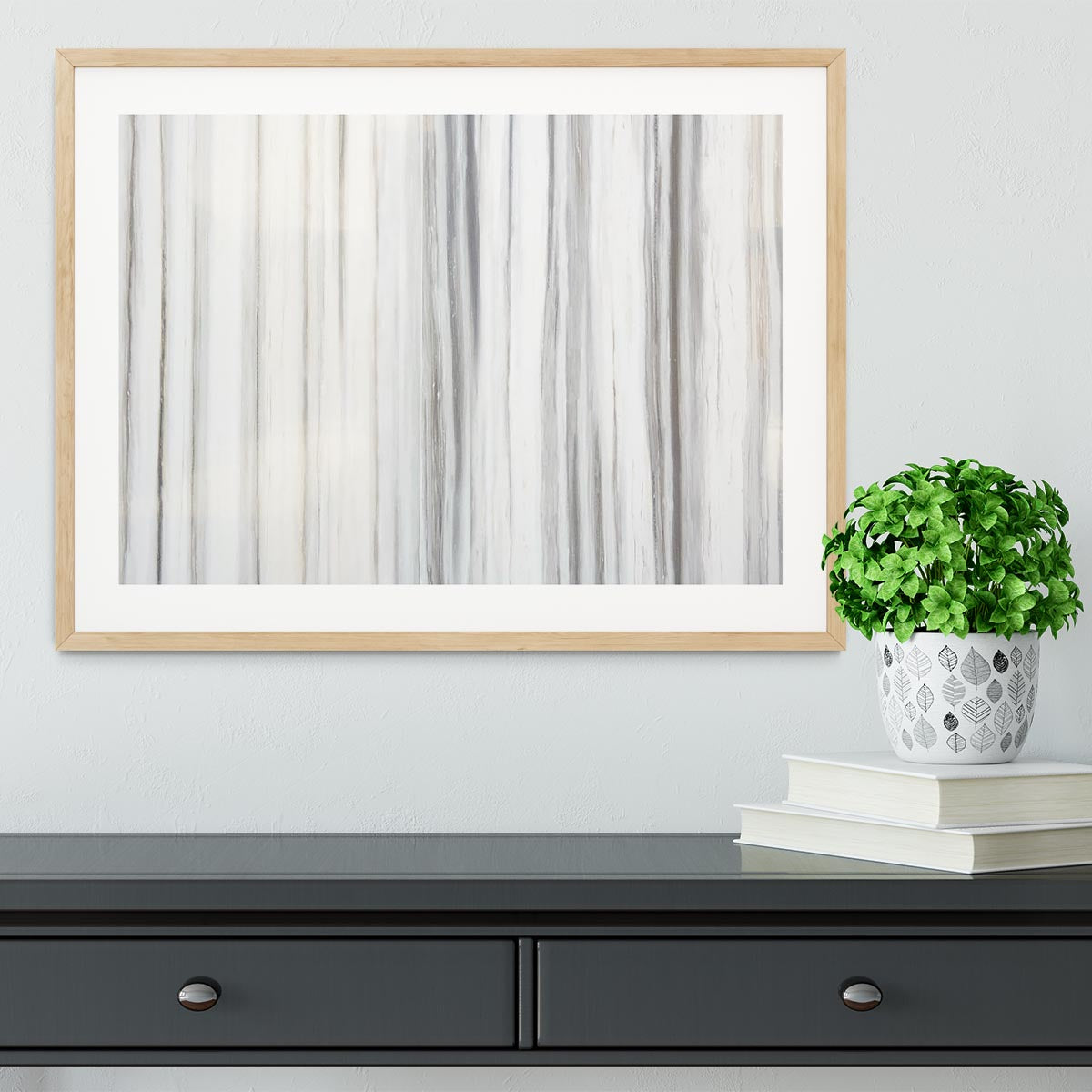 White and Grey Striped Marble Framed Print - Canvas Art Rocks - 3