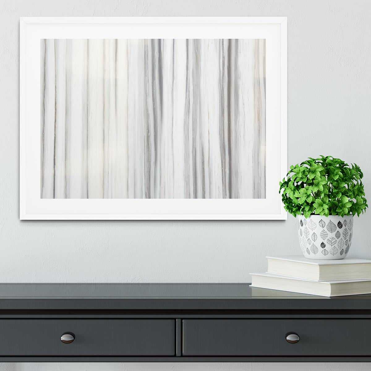 White and Grey Striped Marble Framed Print - Canvas Art Rocks - 5