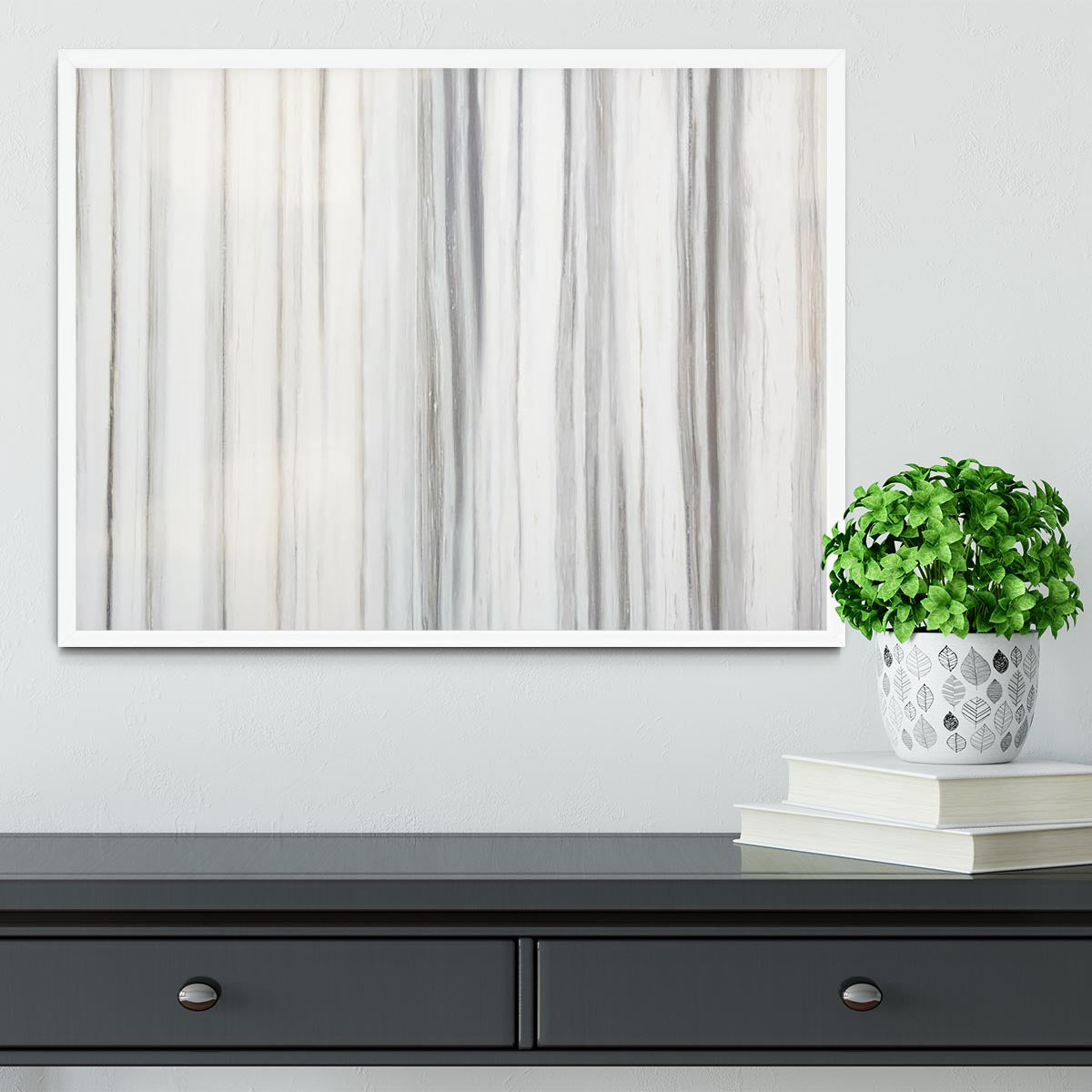 White and Grey Striped Marble Framed Print - Canvas Art Rocks -6