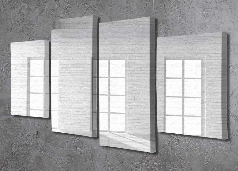 White brick loft with window 4 Split Panel Canvas - Canvas Art Rocks - 2
