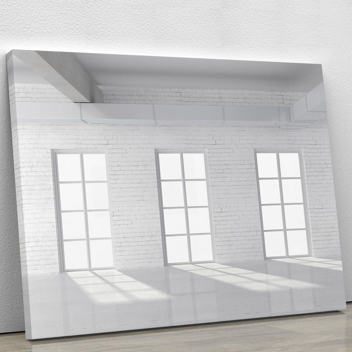 White brick loft with window Canvas Print or Poster - Canvas Art Rocks - 1