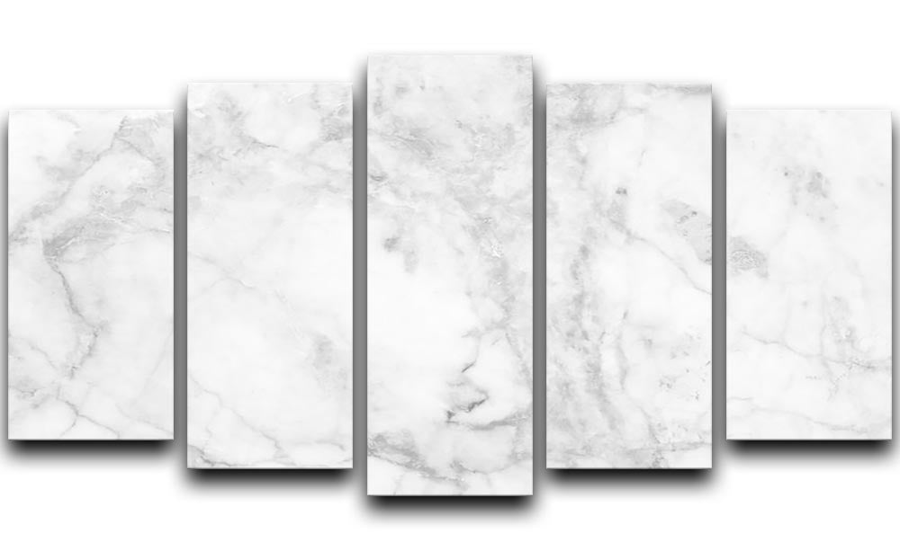 White gray marble patterned 5 Split Panel Canvas - Canvas Art Rocks - 1