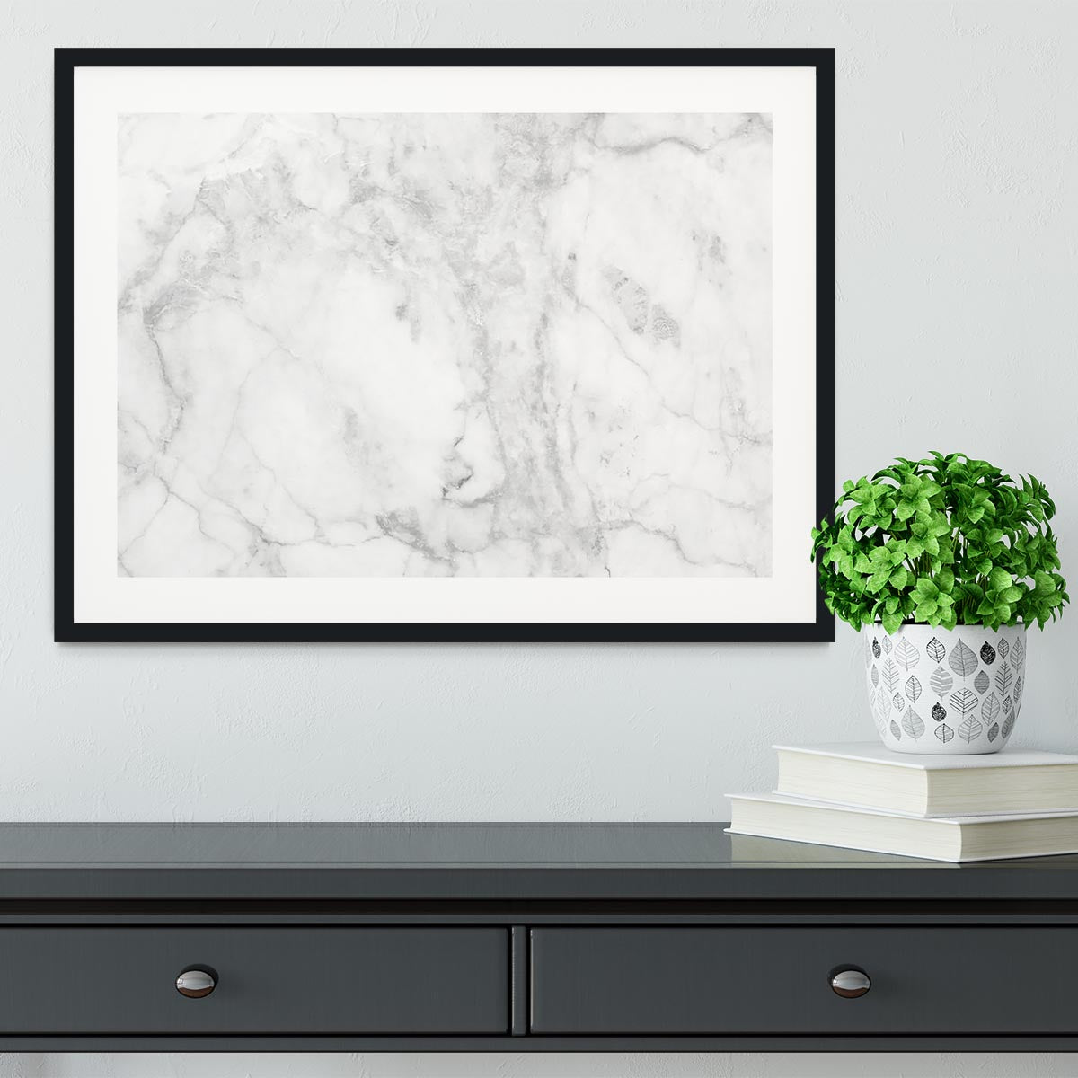 White gray marble patterned Framed Print - Canvas Art Rocks - 1