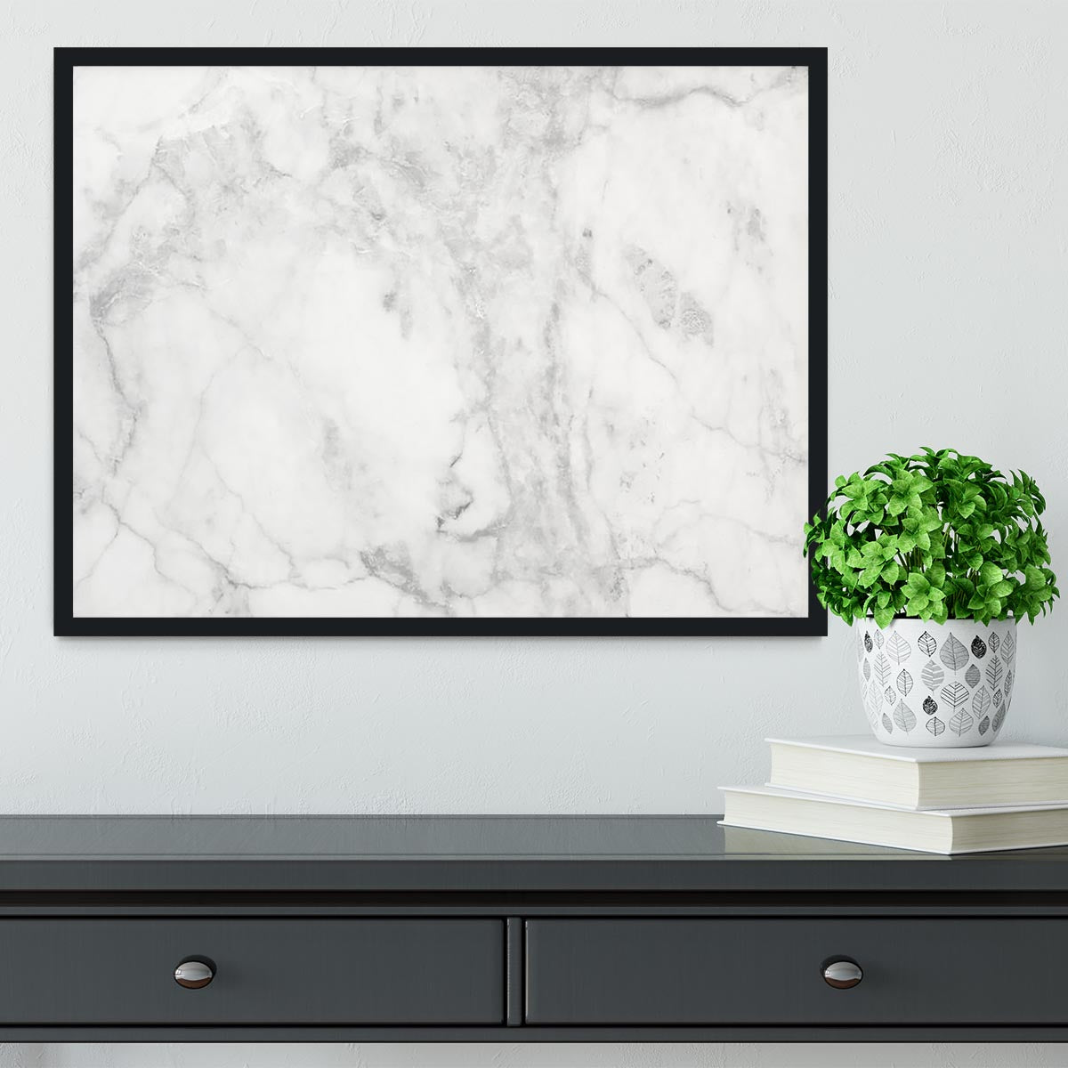 White gray marble patterned Framed Print - Canvas Art Rocks - 2