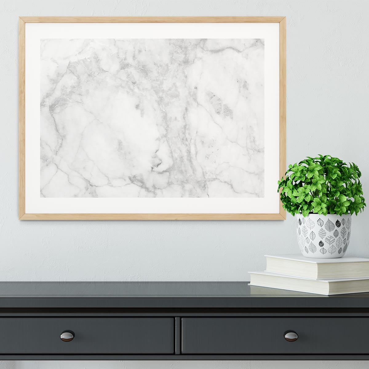 White gray marble patterned Framed Print - Canvas Art Rocks - 3