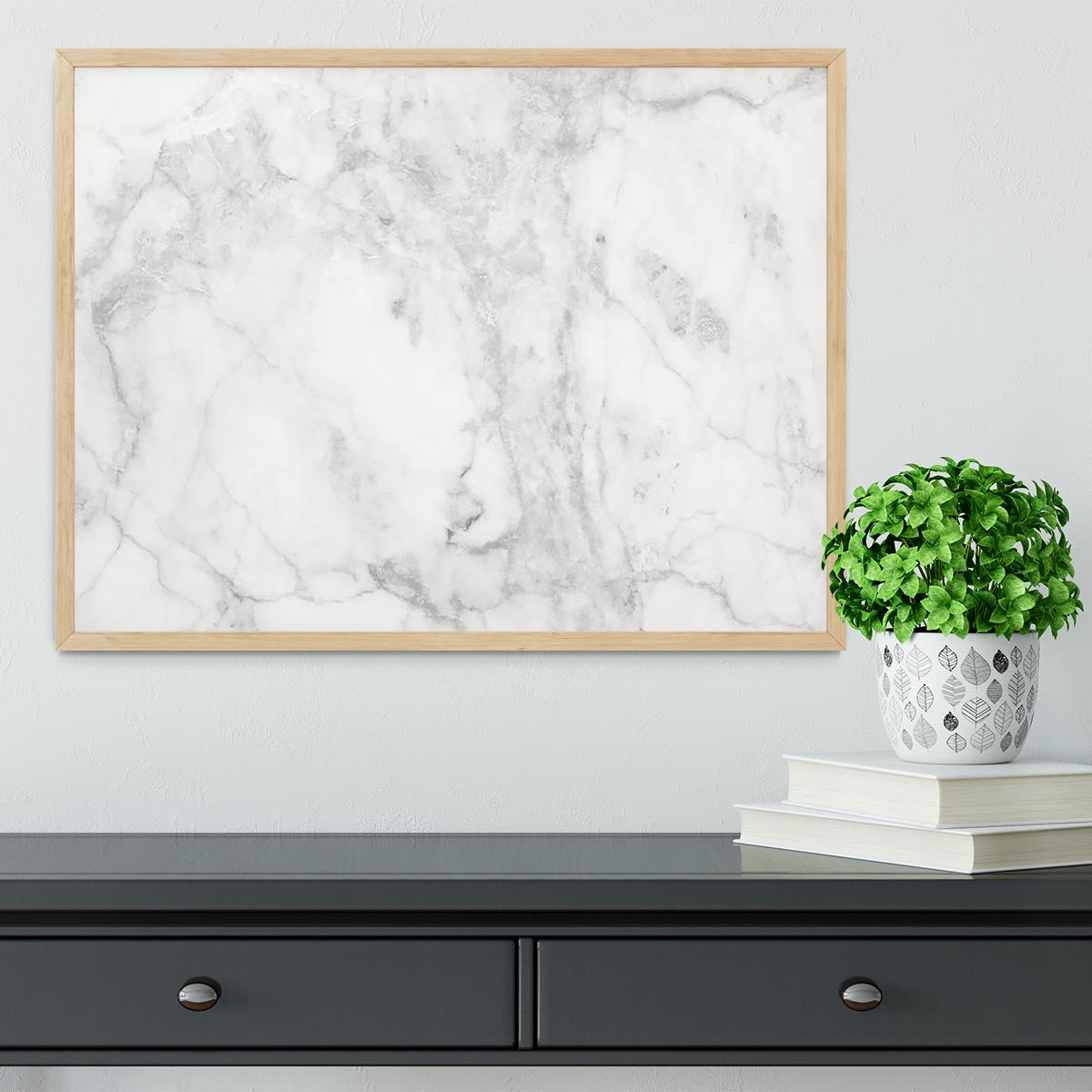 White gray marble patterned Framed Print - Canvas Art Rocks - 4
