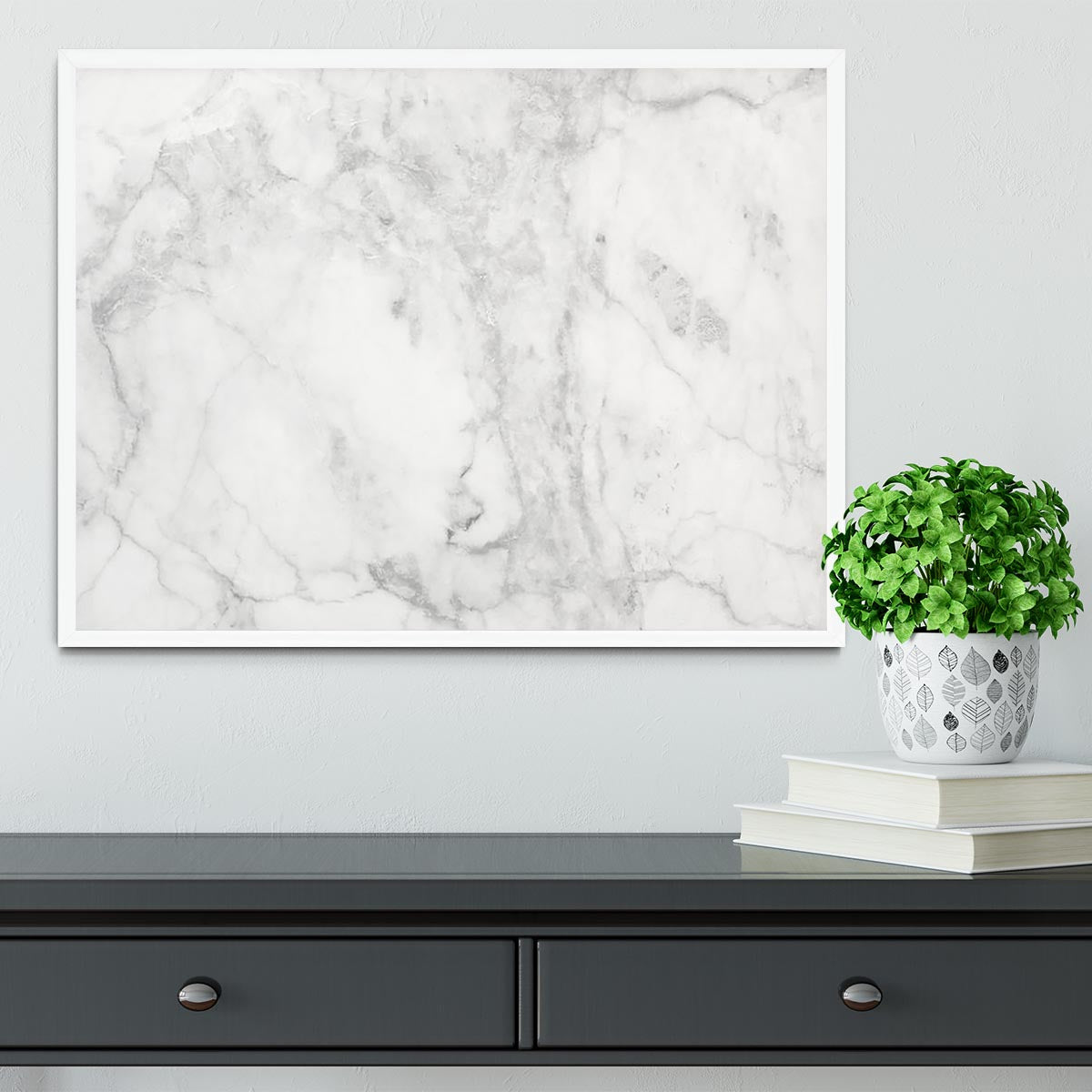 White gray marble patterned Framed Print - Canvas Art Rocks -6