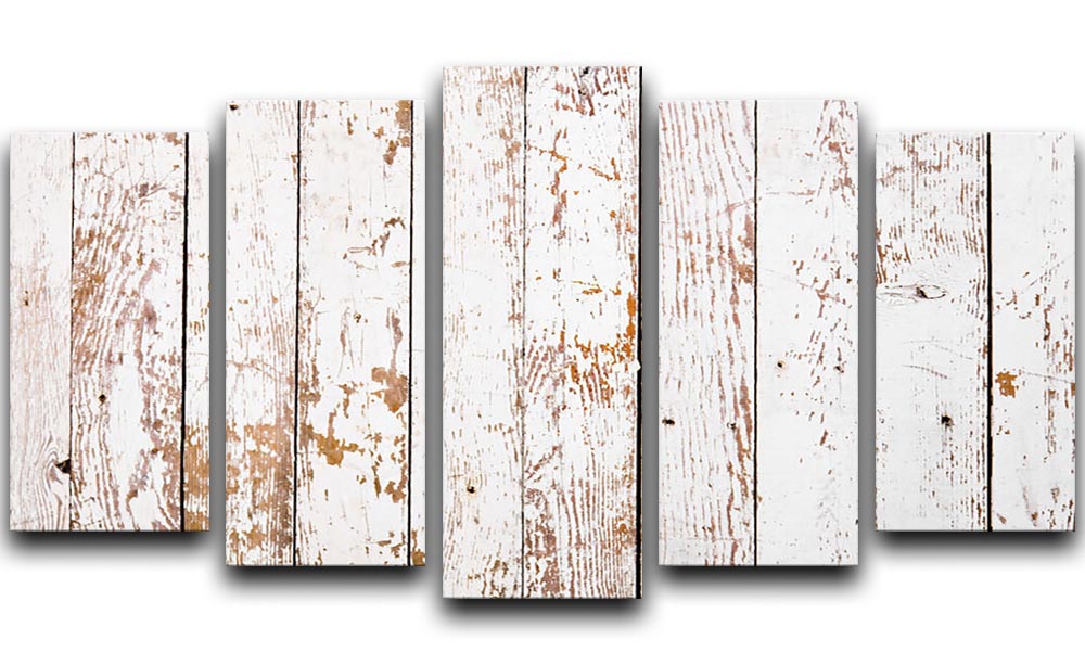 White grunge wooden 5 Split Panel Canvas - Canvas Art Rocks - 1