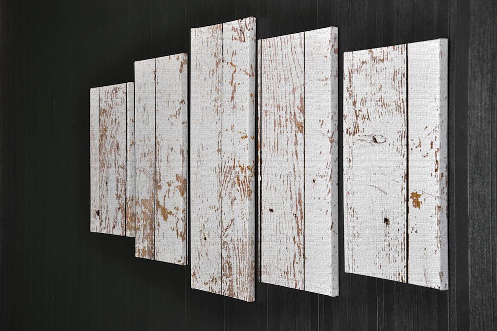 White grunge wooden 5 Split Panel Canvas - Canvas Art Rocks - 2